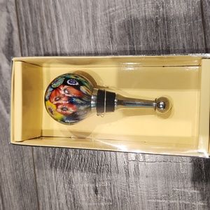 NWT Bed Bath & Beyond Millefore Bottle Stopper Multicolored Art Glass